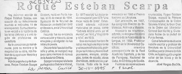 Roque Esteban Scarpa  [artículo] José Vargas Badilla.