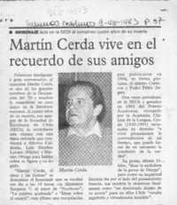 Martín Cerda vive en el recuerdo de sus amigos  [artículo].
