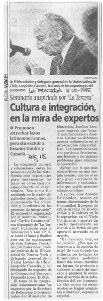 Cultura e integración en la mira de expertos  [artículo].