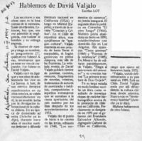 Hablemos de David Valjalo  [artículo] Lot.