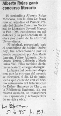 Alberto Rojas ganó concurso literario  [artículo].