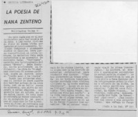 La poesía de Nana Zenteno  [artículo] Wellington Rojas Valdebenito.