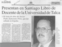 Presentan en Santiago libro de docente de la Universidad de Talca  [artículo].