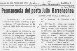 Permanencia del poeta Julio Barrenechea  [artículo] José Vargas Badilla.