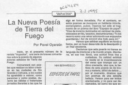La nueva poesía de Tierra del Fuego  [artículo] Pavel Oyarzún.
