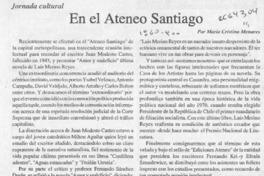 En el Ateneo de Santiago  [artículo] María Cristina Menares.
