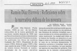 Ramón Díaz Eterovic, reflexiones sobre la narrativa chilena de los noventa  [artículo] Guillermo García Corales.