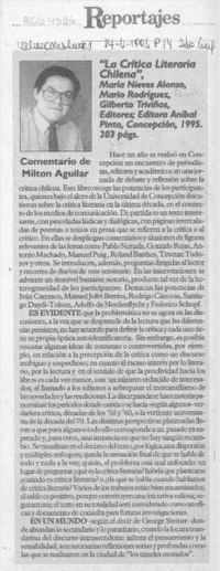 "La crítica literaria chilena"  [artículo] Milton Aguilar.