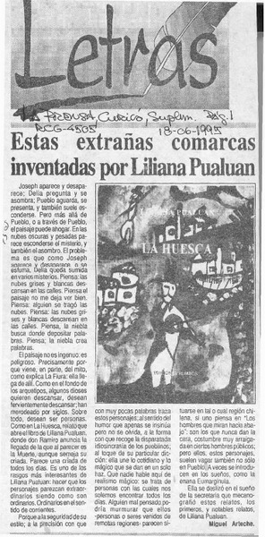 Estas extrañas comarcas inventadas por Lilian Pualuan  [artículo] Miguel Arteche.