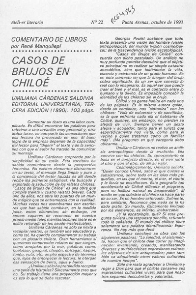 Casos de brujos en Chiloé  [artículo] René Manquilepi.