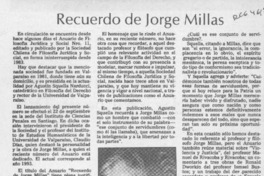 Recuerdo de Jorge Millas  [artículo] Abel Brevis Azócar.