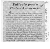 Falleció poeta Pedro Araucario  [artículo].