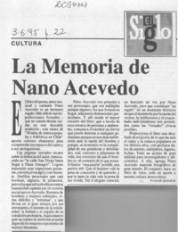 La memoria de Nano Acevedo  [artículo] Fernando Quilodrán.