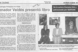 Senador Valdés presentó libro  [artículo].