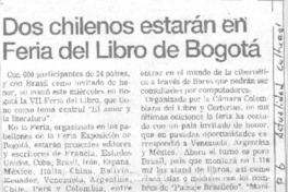 Dos chilenos estarán en Feria del Libro de Bogotá