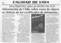 Información de Chile sobre casos de cáncer se obtiene de los certificados de defunción --  [artículo].