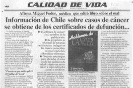 Información de Chile sobre casos de cáncer se obtiene de los certificados de defunción --  [artículo].
