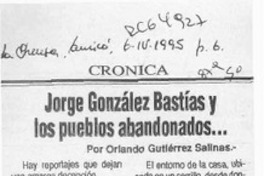 Jorge González Bastías y los pueblos abandonados --  [artículo] Orlando Gutiérrez Salinas.