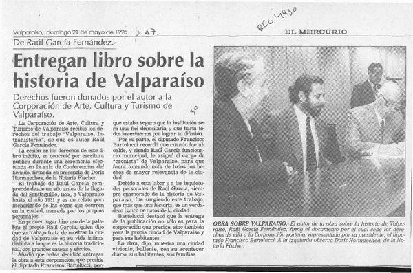 Entregan libro sobre la historia de Valparaíso  [artículo].