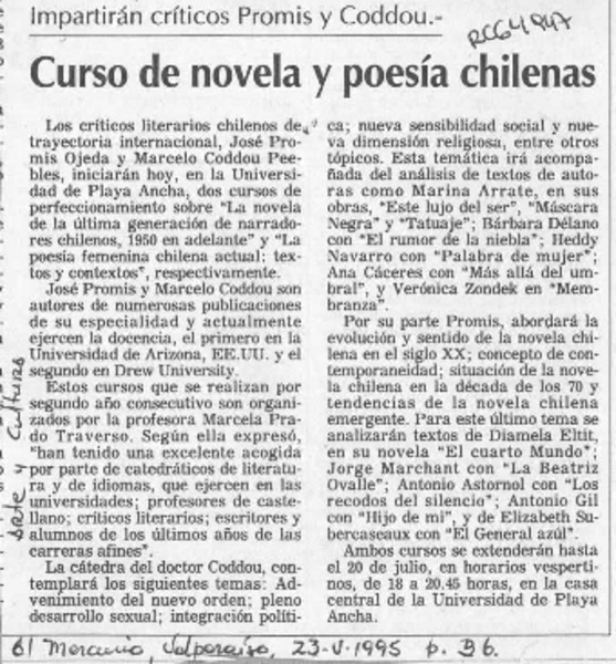 Curso de novela y poesía chilenas  [artículo].