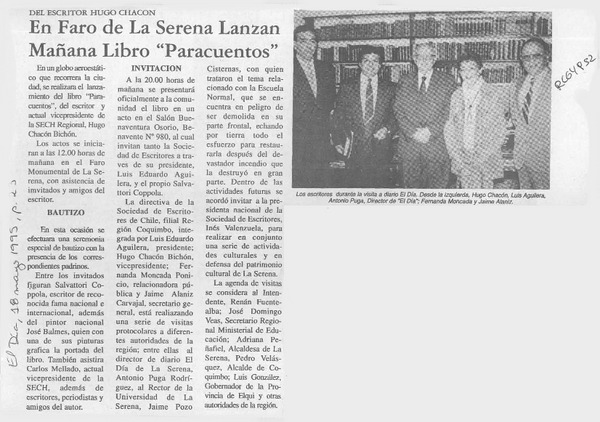 En faro de La Serena lanzan mañana libro "Paracuentos"  [artículo].