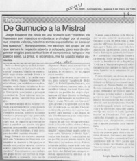 De Gumucio a la Mistral  [artículo] Sergio Ramón Fuentealba.