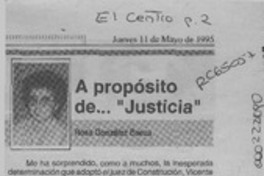 A propósito de -- "justicia"  [artículo] Rosa González Baeza.