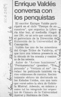 Enrique Valdés conversa con los penquistas  [artículo].