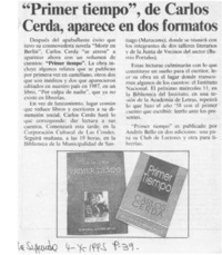 "Primer tiempo", de Carlos Cerda, aparece en dos formatos  [artículo].