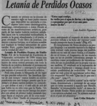 Letanía de perdidos ocasos  [artículo] Luis Uribe Briceño.