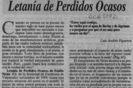 Letanía de perdidos ocasos  [artículo] Luis Uribe Briceño.