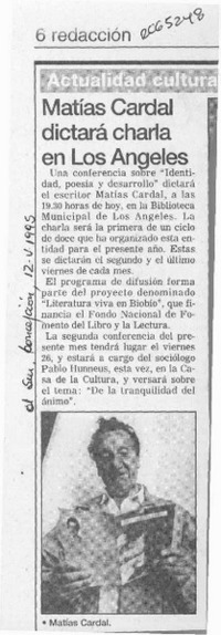 Matías Cardal dictará charla en Los Angeles  [artículo].