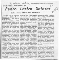 Pedro Lastra Salazar  [artículo] Carlos René Ibacache.