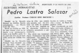 Pedro Lastra Salazar  [artículo] Carlos René Ibacache.