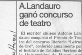 A. Landauro ganó concurso de teatro  [artículo].