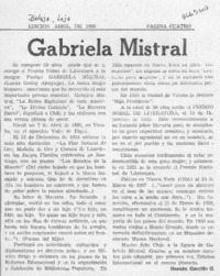 Gabriela Mistral  [artículo] Hernán Garrido G.