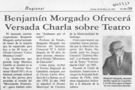 Benjamín Morgado ofrecerá versada charla sobre teatro  [artículo].