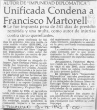 Unificada condena a Francisco Martorell  [artículo].