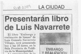 Presentarán libro de Luis Navarrete  [artículo].
