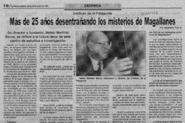 Más de 25 años desentrañando los misterios de Magallanes  [artículo] Alejandro Toro S.