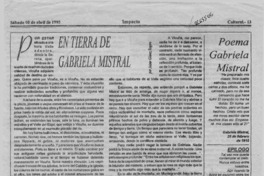 En tierra de Gabriela Mistral  [artículo] Jaime Gómez Rogers.