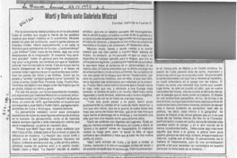 Martí y Darío ante Gabriela Mistral  [artículo] Darío de la Fuente D.