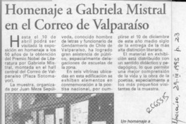 Homenaje a Gabriela Mistral en el correo de Valparaíso  [artículo].