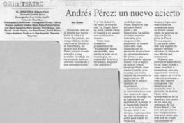 Andrés Pérez, un nuevo acierto  [artículo] Hans Ehrmann.