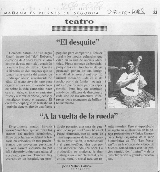 "El desquite"  [artículo] Pedro Labra.