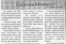 Gabriela Mistral  [artículo] Ramón Riquelme.