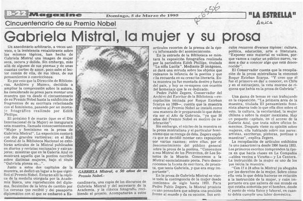 Gabriela Mistral, la mujer y su prosa