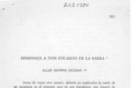 Homenaje a don Eduardo de la Barra  [artículo] Allan Browne Escobar.