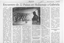 Encuentro de 22 países en homenaje a Gabriela  [artículo] Jorge Olivares Colome.