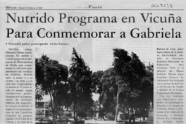 Nutrido programa en Vicuña para conmemorar a Gabriela  [artículo] Jorge Olivares Colome.
